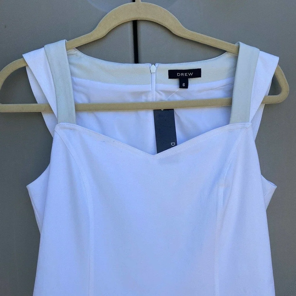 Drew Dress The Population women’s white corset dress w/ leather trim sz 6 - Picture 2 of 7